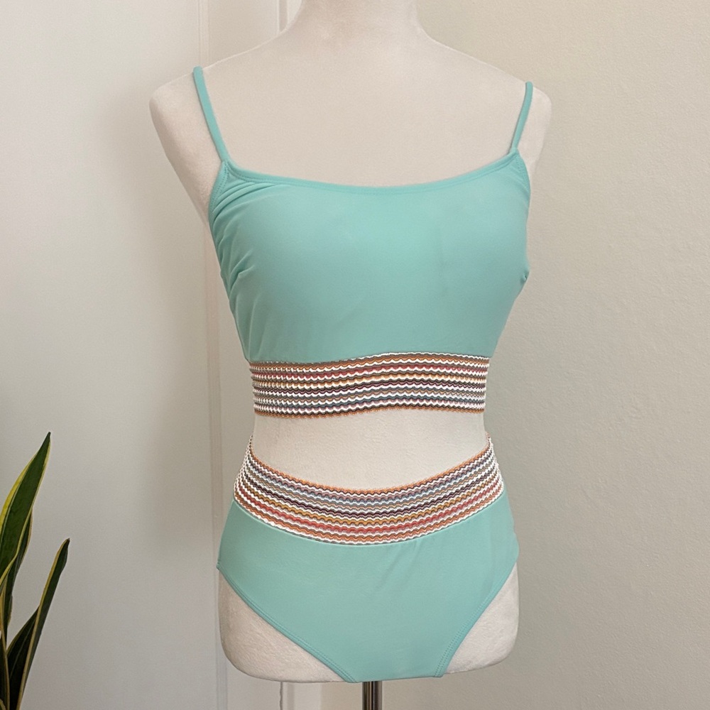 High Waisted Turquoise Bikini Sets 2 Piece Size Medium